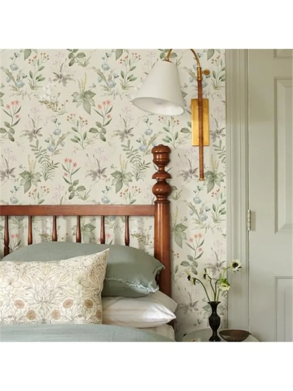 Peel Stick Floral Wallpaper Beige Vintage Botanical Contact Paper Waterproof